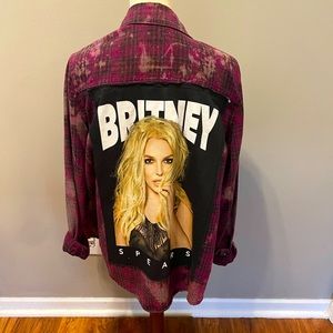 Britney Spears Up cycled Distressed Flannel